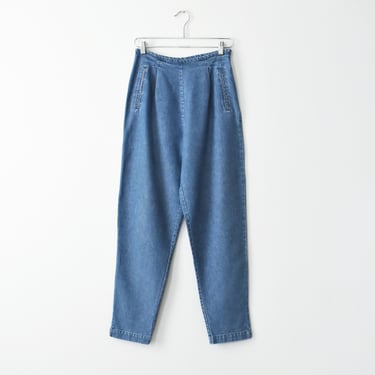 vintage tapered denim jeans, 90s high waist tencel pants, size s / m 