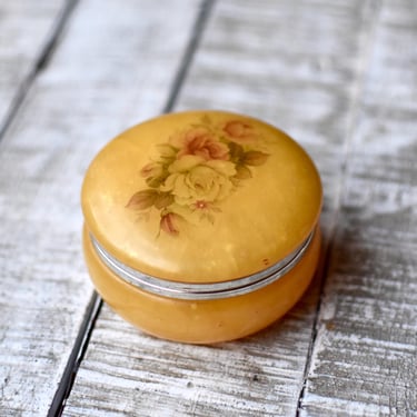 Vintage Alabaster  Jewelry Box Trinket Box Vintage Gift  Italian  Hand Painted Alabaster 