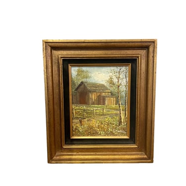 Oil on Canvas Framed & Signed Cabin Painting