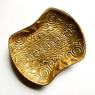 Cool Modernist Italian Pottery Centerpiece Bowl Gilt Gold Terracotta, 1950s MCM 