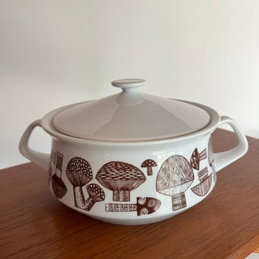 Vintage Kaj Franck Mushroom Casserole With Lid Porcelain Finland 