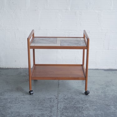 Tiled Teak Bar Cart