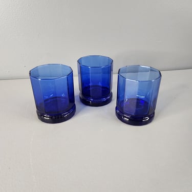 Set of 3 Anchor Hocking Cobalt Blue Drinking Glasses 