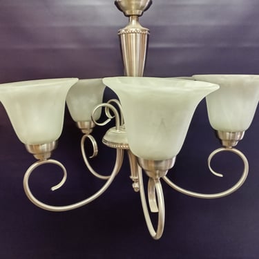 Brushed silver 5 bulb chandelier