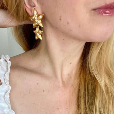 90s Gold Star Dangle Earrings