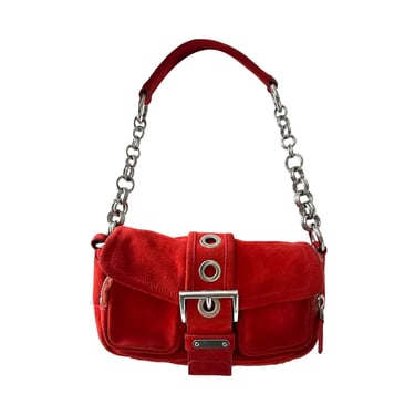 Prada Orange Suede Mini Chain Shoulder Bag