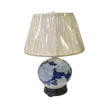Chinese Blue White Flower Porcelain Round Base Table Lamp ws2653E 