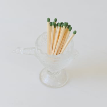 Vintage Tiny Glass Bird Match/Toothpick Holder 