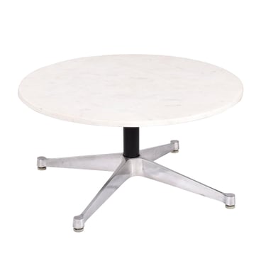 Eames for Herman Miller Round White Marble Coffee Table on Aluminum Base 