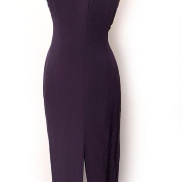 Robert DANES Dark Blue Silk black Long SEXY Evening Gown Jessica Rabbit style Designer Formal Dress High Leg slit Vintage Y2K Bodycon Pencil 