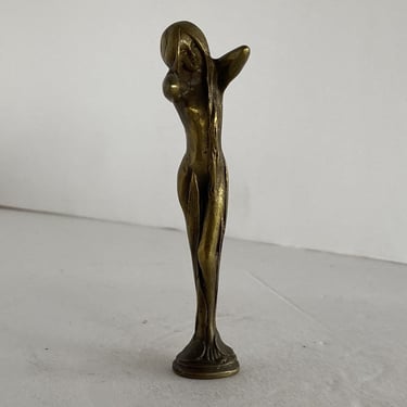 Bronze Letter Wax Seal Stamp Featuring Nude Bathing Women Art Nouveau 