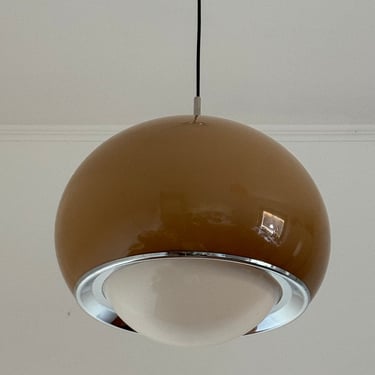 Large Meblo Guzzini Pendant Light / Vintage Caramel Brown Ceiling Light / Mid Century Modern Pendant Lamp / Harvey Guzzini / Italy / 1970s 