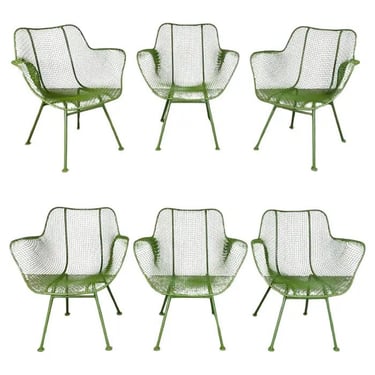 Set Of Six Russell Woodard Outdoor Sculptura Patio Armchairs 