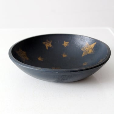 vintage primitive painted wood bowl 