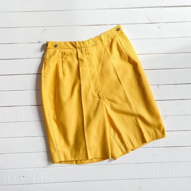 high waisted shorts | 60s vintage Sportmaker by Maidenform bright lemon canary yellow long cotton shorts 