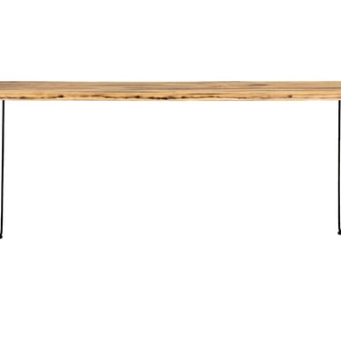 Custom Made Raw Edge Ambrosia Maple Console Sofa Table With Hairpin Legs 