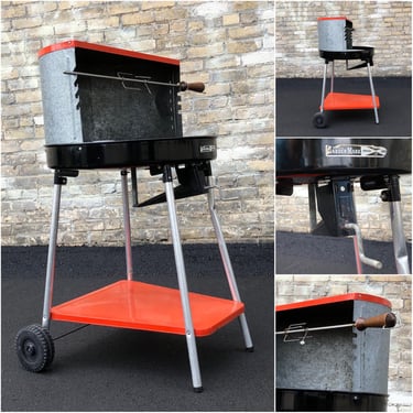 Vintage Charcoal Grill With Rotisserie 