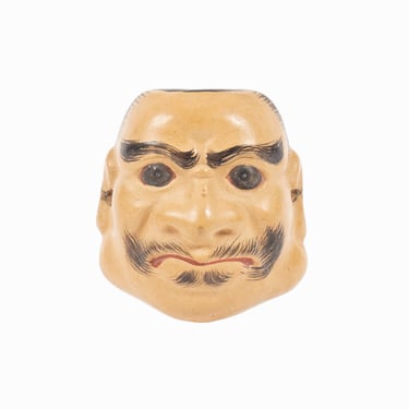 Noh Theater Ceramic Mask Japan Miniature Netsuke Seven Lucky Gods 