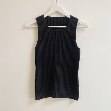 Black Ribbed Cotton Top