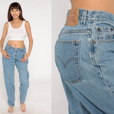 Levis 550 Jeans 90s High Waisted Levi Jeans Tapered Leg Blue Denim Pants Retro Basic Hipster Levi Strauss Vintage 1990s Large Long 33 