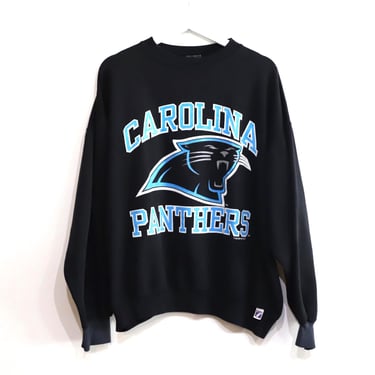 vintage CAROLINA PANTHERS mlb vintage NFL black and teal slouchy football 1993 raglan sweatshirt -- size X.L. -- Free Shipping U.S.A. 