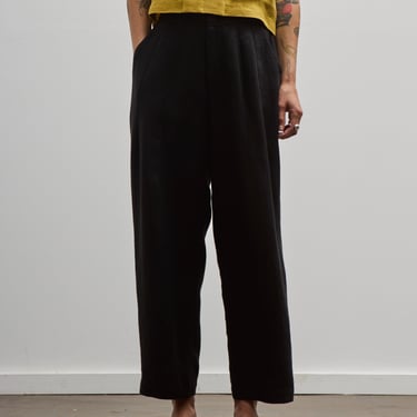 7115 Linen Pleated Trousers, Black