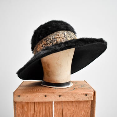 1960s Black Wide Brim Hat 