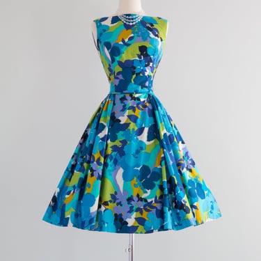 Vintage 1960's Kamehameha Polished Cotton Summer Dress / Waist 26&quot;