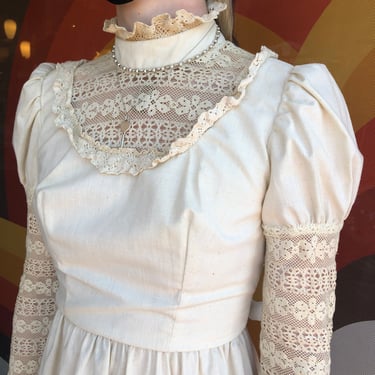 70s Ivory Edwardian Dress