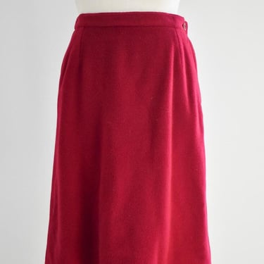 1960s Burgundy Wool Pencil Skirt 