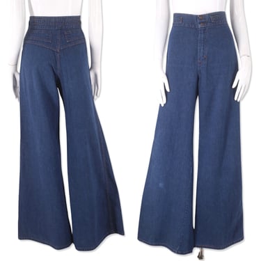 70s wide leg elephant bell bottom jeans 31, vintage 1970s GAP high rise flares,  denim pants 8-10 M 