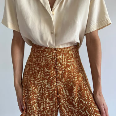 Vintage Tawny and White Polka Dot Skirt