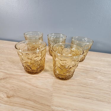 Set of 5 Anchor Hocking Milano Amber Drinking Glasses 