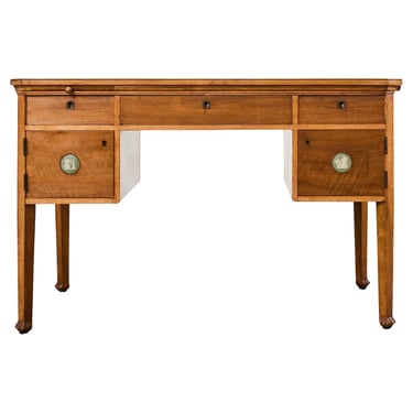 English Edwardian Desk with Neoclassical Jasperware Medallions