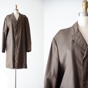 plaid jacket | 80s vintage Aquascutum brown gray dark academia unisex men's cotton rain coat 