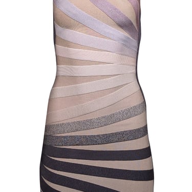 Herve Leger - Beige, Grey, & Pink Ombre Bianca Bandage Dress Sz XS