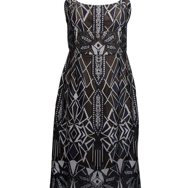 BCBG Max Azria - Black & Beige Lace Sleeveless Dress Sz 10