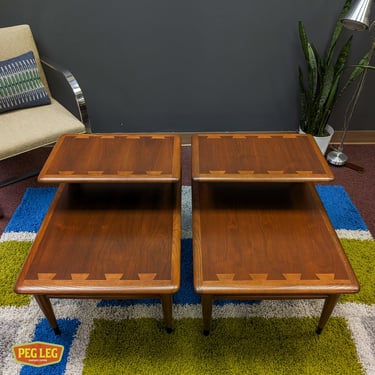 Pair of Mid-Century Modern walnut step tables from the Acclaim collection by Lane