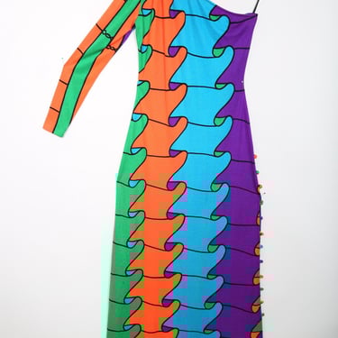 70s Vintage Psychedelic Long Maxi Dress Funky 