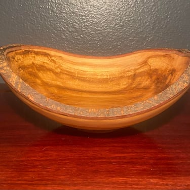 Chokecherry Bowl With natural bark edge-Handcrafted by Ken Whitten 2017 