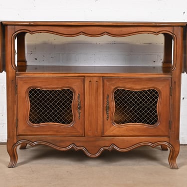 Kindel Furniture French Provincial Louis XV Cherry Wood Buffet Server or Bar Cabinet, Circa 1970s