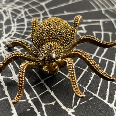 marcasite spider brooch jewel eye vintage Halloween insect lapel pin 