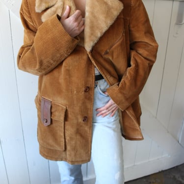 Stunning Vintage Corduroy &amp; Faux Fur Coat