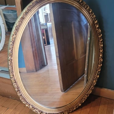 Gold Painted Oval Mirror Medicine Cabinet