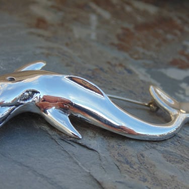 D'Molina ~ Mexican Sterling Silver Swimming Dolphin Pin / Brooch 