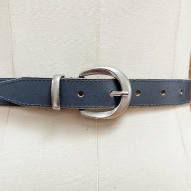 gray vegan leather belt | 80s vintage dark gray charcoal faux leather belt 