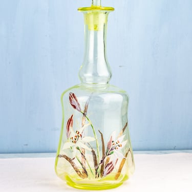 Antique French Enameled Glass Decanter