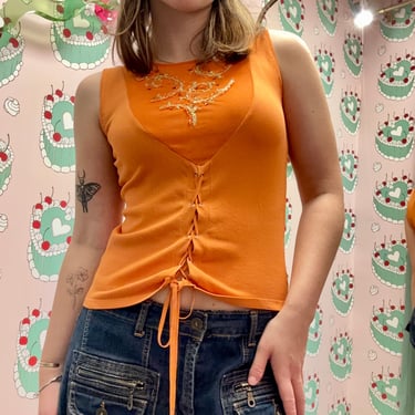 Paquito Orange Sequen Top
