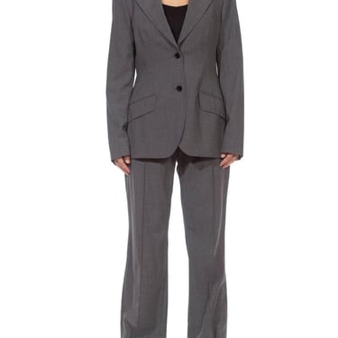 1990S DOLCE & GABBANA Grey Wool Blend Single Breasted Pant Suit 