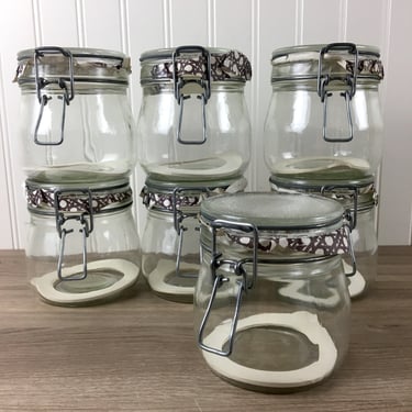 Carlton Glass NOS hermetic jars with bails - 7 half liter jars - 1980s vintage 